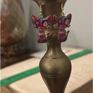 Multicolor metal and enamel earrings. New. Lightweight